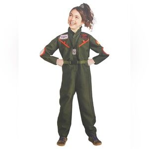 HYDE & EEK! GIRLS FIGHTER PILOT JUMPSUIT COSTUME -GREEN SIZE SMALL 4-7 (NWT)